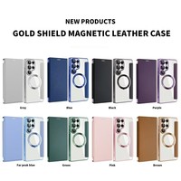 GSCASE Business Wallet Etui en cuir PU pour Samsung Galaxy S24 Ultra S25 S23FE A15 A55 A16 Luxury Electroplated TPU Flip Cover