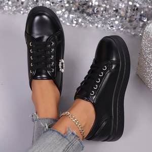 Chaussures plates <span class=keywords><strong>tendance</strong></span> pour femmes, antidérapantes, décontractées, augmentant la taille, fermeture à lacets, amorti, marche, printemps, été, automne - Product Image 2