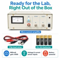 Amplificateur de micro-courant alimenté par batterie, amplificateur de signal à 4 piles AA, compteur de micro-ampères à zéro central, équipement pédagogique tout en métal