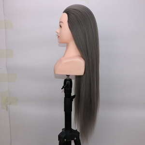 미용실 및 뷰티 스쿨 도구에서 미용사 연습을위한 야키 스트레이트 합성 섬유 트레이닝 헤드 하프 숄더 마네킹 - Product Image 1