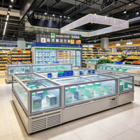 Vitrine réfrigérée combinée pour supermarché, armoire de présentation, congélateur coffre profond pour glaces et poissons