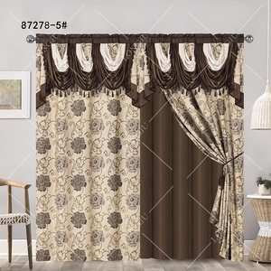 Rideaux jacquard à fleurs américaines Rideaux occultants double couche avec cantonnières Style de poche abordable - Product Image 4