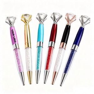 Stylo en métal rotatif avec grand diamant, logo personnalisé imprimé, stylo en cristal, promotion, activité d'entreprise, cadeau d'affaires, stylos à bille - Product Image 1