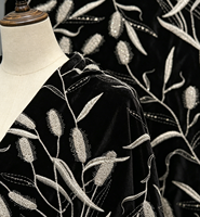 Tissu en velours brodé de feuilles de bambou et de sequins de haute qualité, durable et anti-déchirure, pour manteaux/vestes de style chinois pour filles et garçons