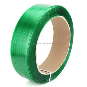 Gran oferta, cinta de embalaje de plástico <span class=keywords><strong>PET</strong></span> de tamaño personalizado de 16-25mm, cinta enrollada verde elástica de alta tenacidad en relieve para embalaje Manual - Product Image 6