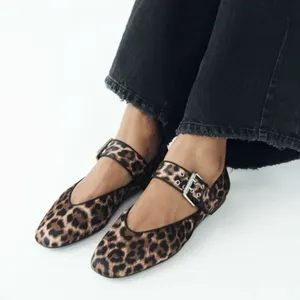 Nouvelles Chaussures Plates Femme à Bout Pointu, Style Ballerines et Mocassins, Motif Léopard Rétro, Collection Automne, Chaussures Habillées - Product Image 2