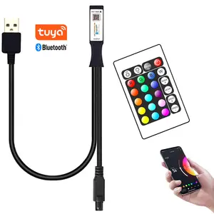 5V LED contrôleur Tuya bluetooth Smart APP Alexa voix 24 touches 24key IR télécommande 6A 30W USB Mini RGB LED contrôleur de bande