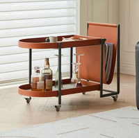Table d'appoint moderne convertible en cuir pour canapé, étagère de rangement mobile, service à thé pour meubles de maison
