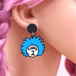 Crayon Thing 1 2 Book Lover Bookshelf Dangle Boucles <span class=keywords><strong>d</strong></span>'oreilles Teacher's Day Clear Glitter Acrylique UV Printing Jewelry for Women - Product Image 4