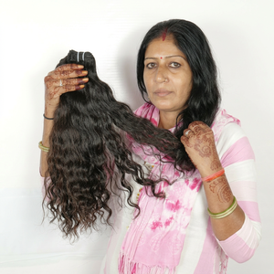 Venta al por mayor de extensiones de cabello humano Remy sin procesar con cutícula alineada doble trama ondulada virgen indio Paquete de 8-32 pulgadas de cabello humano - Product Image 1