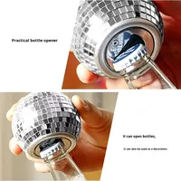 Ouvre-bouteille décapsuleur en verre pratique et écologique, design boule disco, nouveauté moderne pour bars et événements