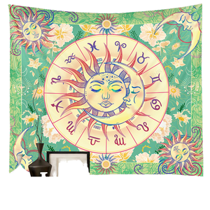Tejido personalizado blanco Negro Sol Luna tapiz Tarot colgante de pared para astrología adivinación colcha estera para <span class=keywords><strong>brujería</strong></span> impresa - Product Image 2