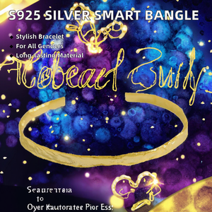 Sterling <b>Silver</b> Women's Fashion <b>Bracelet</b> Irregular Concave Convex Surface with Gold Foil Pattern Smart <b>Bangles</b> - Product Image 2