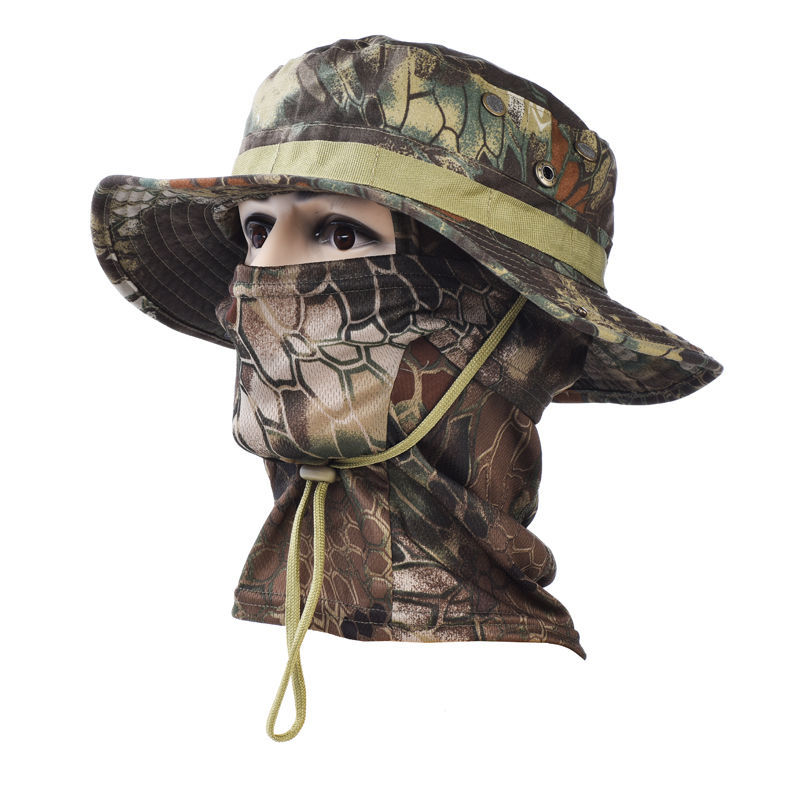 Ensemble python vert [chapeau à bord rond + couvre-tête]