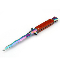 Cuchillo Plegable para Camping Spot Mafia Akc, Hoja de Acero Inoxidable con Borde Dentado, Mango de Resina con Punta Caída para Supervivencia
