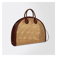 Tas Selempang Kulit Coklat Anyaman Rotan Buatan Tangan, Tahan Lama, Dapat Dilipat, Lembut, Vintage, Tas Selempang, Tas Messenger, Tas Jinjing Kasual, Tas Bahu untuk Perjalanan