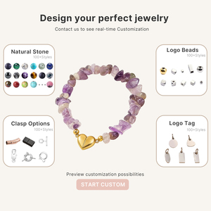 Magnetic clasp Gemstone <b>Beaded</b> <b>Bracelets</b> Healing Crystal Natural Stone <b>Bracelet</b> with Gold Heart Charm Green Aventurine <b>Bracelets</b> - Product Image 5