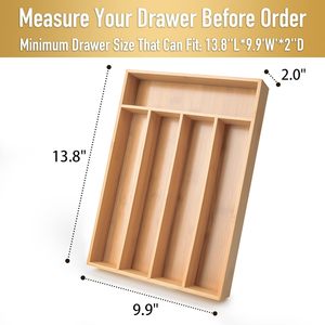Eco-friendly <b>Space</b>-<b>Saving</b> Traditional Silverware Organizer for Kitchen Drawer-5-Slot Insert Mount Flatware Tray - Product Image 2