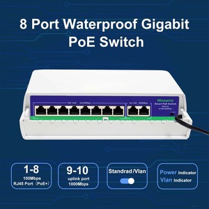 Không thấm nước PoE chuyển đổi 4 cổng 8 cổng 52V Gigabit PoE Ethernet 1 RJ45 cổng 10/100/1000Mbps PoE chuyển đổi cho CCTV Camera NVR hệ thống - Product Image 2