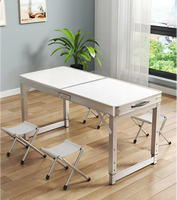 Mesa Plegable de Aluminio con Altura Ajustable y Asa de Transporte para Picnic al Aire Libre, Camping y Mesa Plegable Portátil Tipo Maleta