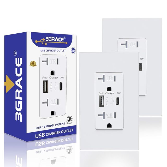 15A 125V TR PD Fast Charging USB Outlet USB a and USB C Wall Outlet OEM USB Wall Socket Tamper Resistant Receptacle