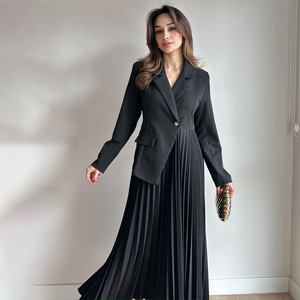 Spring New Pure Long-sleeved Button Top Pleated Long Skirt Set for Cross-border Trade of European and American Women's <strong>Clothing</strong> - Product Image 6