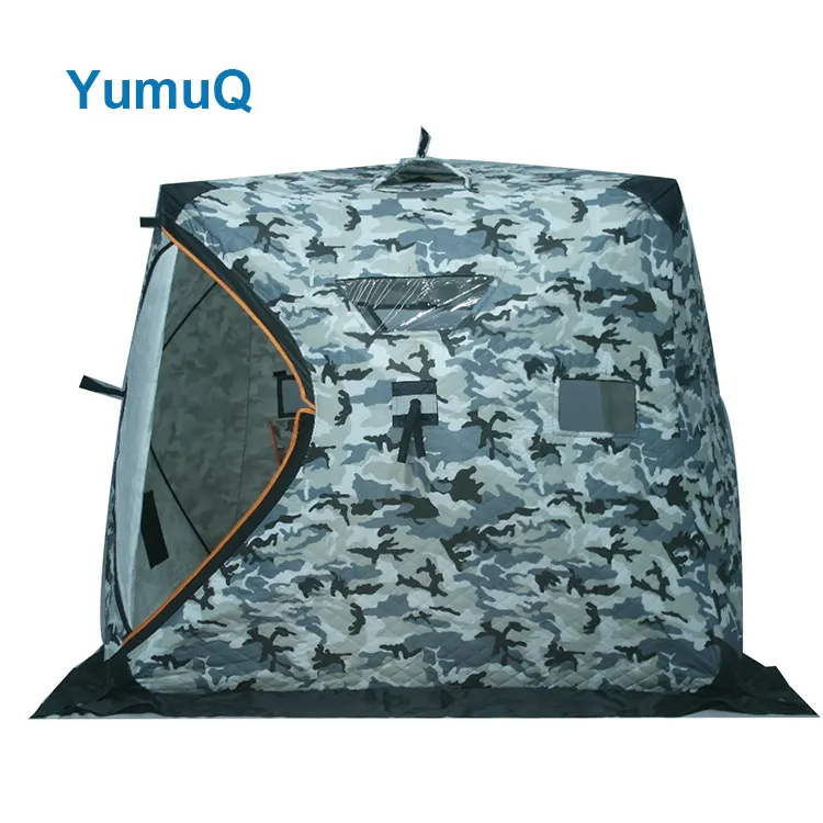 YumuQ 180cm Outdoor Ice Cube Fax Shelter For Fishing, Quilted Fabric Winter Ice Fishing Tent For 3-4 Persons
