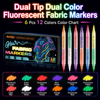 Fabricant de marqueurs textiles personnalisés en gros, OEM, marqueurs textiles permanents non toxiques, brillants dans le noir, 12 couleurs pour enfants, bricolage