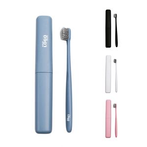 Custom Logo Popular Eco Friendly Wheat Straw <b>Toothbrush</b> Charcoal Bristles Portable <b>Toothbrush</b> <b>case</b> Travel <b>Toothbrush</b> Container - Product Image 1