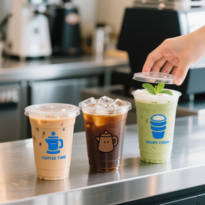 12 16 20 24oz cốc nhựa bong bóng trà sinh tố cà phê Takeaway <span class=keywords><strong>cup</strong></span> <span class=keywords><strong>PP</strong></span> cốc nhựa cứng có nắp - Product Image 2