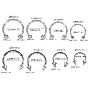 <span class=keywords><strong>Anneau</strong></span> en forme de fer à cheval circulaire en acier chirurgical 316L - Bijoux de <span class=keywords><strong>piercing</strong></span> pour le nez, le septum, la lèvre, la sourcil, le cartilage de l'<span class=keywords><strong>oreille</strong></span> - Product Image 6