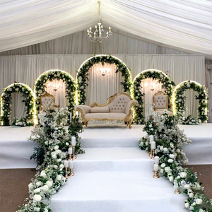 Arche de mariage en métal lisse de grande taille, ensemble de 5 pièces, support doré, arche de fond pour la décoration de scène de mariage - Product Image 1
