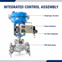 Katup Pengatur Globe Pneumatik Dua Arah dengan Aktuator Diafragma dan Positioner Elektro Pneumatik untuk Proyek OEM