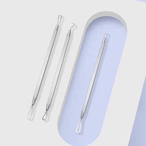 Acier inoxydable Double tête points noirs bouton comédon <span class=keywords><strong>extraction</strong></span> dissolvant acné aiguille outils de beauté pour le visage et le nez - Product Image 2