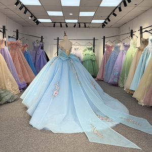 Robes de bal de Quinceañera classiques bleues à fleurs pour filles de 15 ans, modèle 20251 - Product Image 3