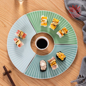 <span class=keywords><strong>Set</strong></span> Piring <span class=keywords><strong>Sushi</strong></span> Bentuk Kipas Celadon Elegan dengan Tiga Warna, Peralatan Makan Keramik Gaya Jepang untuk Makan Malam Mewah & Hadiah - Product Image 4