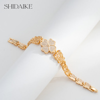 Bracelet tennis pour femme, design floral unique avec zircon taille princesse, en alliage de cuivre plaqué or 18 carats, bijou tendance pour soirée