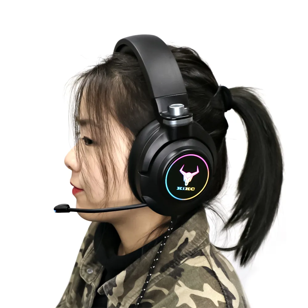 KIKC ET600 kulaklık Ps4 en iyi toptan kablolu kulaklık Gamer gürültü iptal RGB kulaklıklar