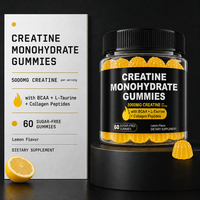 Gummies de créatine monohydrate à marque privée, saveur citron, nutrition sportive, avec glutamine pour la force et les performances en entraînement