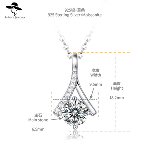 Chic diseño Simple 925 cadena colgante de <span class=keywords><strong>plata</strong></span> esterlina joyería fina barata con 1ct Moissanite Hal - Product Image 6