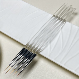 Ensemble de 5 pinceaux à ongles ultra fins avec manche en acrylique transparent <span class=keywords><strong>pour</strong></span> la <span class=keywords><strong>manucure</strong></span> française, le dessin de lignes et les détails - Product Image 3