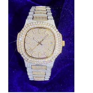Reloj de Lujo para Hombre con Diamantes Moissanite de la Mejor Calidad, Caja Octogonal Completamente Adornada y Elegante Correa de Acero Inoxidable, Proveedor al por Mayor - Product Image 4
