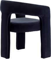 Chaises de salle à manger modernes Barrel Chaises d'appoint rembourrées en velours noir Maquillage confortable Vanity Arms Salon