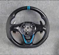 Volant de course personnalisé en fibre de carbone véritable à 3 branches avec cuir perforé / pour VW Magotan Passat Golf - Plug & Play