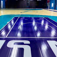 Parquet en bois massif d'érable moderne pour terrains de sport intérieurs, basketball, badminton, studios de danse - Conception antidérapante, revêtement de sol pour salle de sport