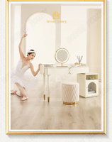 Coiffeuse de chambre en pierre frittée extensible multifonctionnelle avec miroir et tiroirs