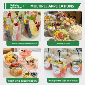 Bol à salade en PET, diamètre 117 mm, 16 oz, écologique, à usage unique, pour boba, desserts, thé au lait, salades de fruits, boissons froides, glaces - Product Image 4