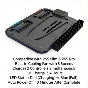 YJT-5OT2074 RGB Ambient Light Charging <strong>Stand</strong> for <strong>PS5</strong>/<strong>PS5</strong> Slim Professional Dual <strong>Controller</strong> Charger Cooling <strong>Stand</strong> with LED Effect - Product Image 4