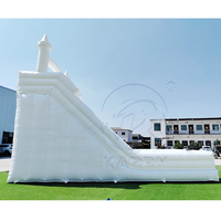 Château gonflable commercial en PVC tout blanc, double piste, avec toboggan gonflable et glissière pour fête d'enfants
