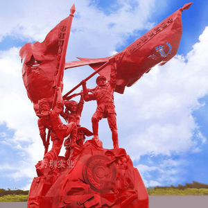 Figuras Militares Rojas, Escultura de Resina, Montaje en Suelo para Exteriores, Diseño Artístico Tradicional - Product Image 1